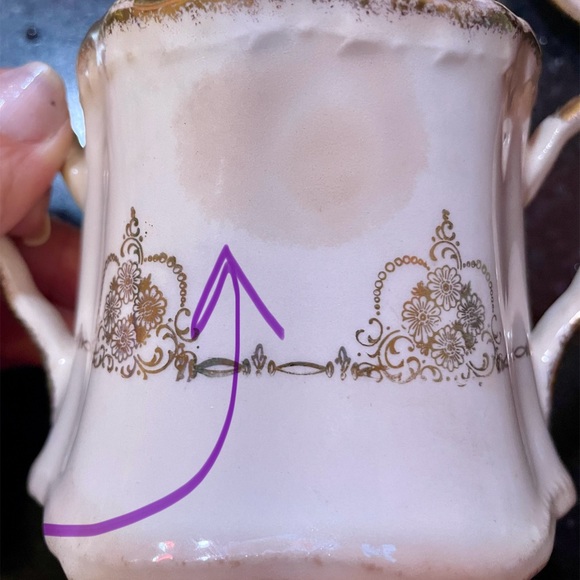 Crooksville China vintage covered sugar from the 1930’s - cream & gold with lid - Picture 10 of 10